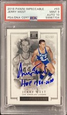Jerry West Signed 2016 Panini Impeccable #63 Card LE PSA/DNA Card Mint 9 Auto 10
