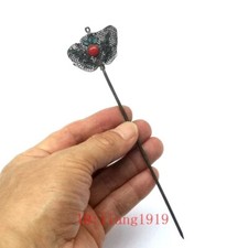 Old Chinese Tibet Silver Hand-made Pretty Hairpin Hair Decoration Gift 6.5 inch