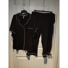 Women's sz 3X Black 2 Piece Pajama Set Long Sleeved by Joyspun Pink Trim