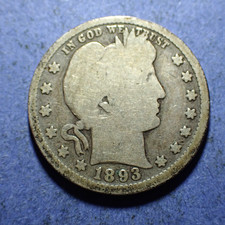 1893 Barber Quarter  Good