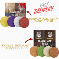 Shaving Soap for Men Wet Shave use with bowl and brush 4 Pack Variety 2.5oz each