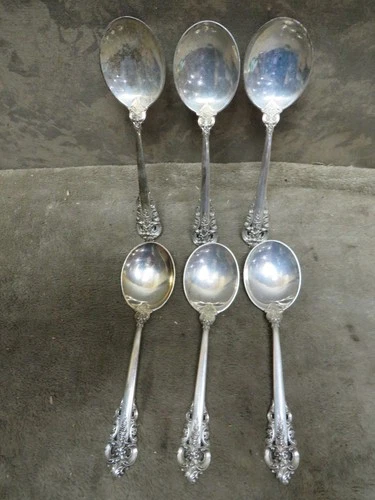 Vintage Wallace Grande Baroque STERLING SILVER Soup Spoon Set of 6 Weigh 272.1g