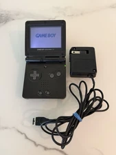 Nintendo Game Boy Advance SP Cobalt Black AGS-001 & OEM Charger Authentic TESTED