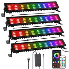 LED Stage Wash Light Bar 4Pack 72W RGB IP66 Waterproof Dimmable Black Lights