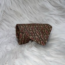 Vintage Guess 100% Silk Tie Brown & Red Print Made In USA