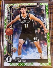 Ben Saraf 2025-26 Topps Holiday Rookie Green Plaid Card #H186 Brooklyn Nets