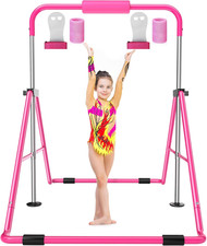 Kids Gymnastics Bar Foldable  Adjustable 35"-51", Safe Padded Gymnastics Bar fo