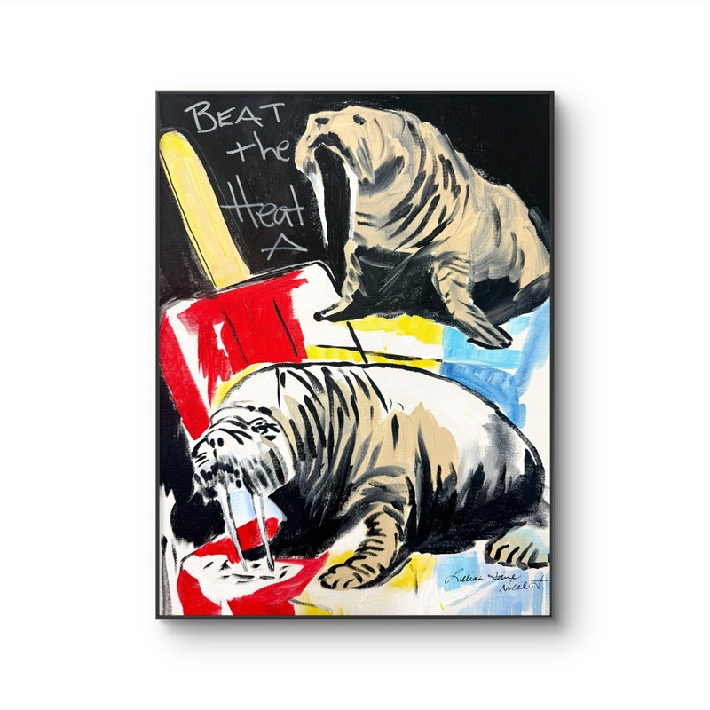 Beat the Heat  12"x16"  Original  Colorful Basquait  Acrylic Painting Canvas