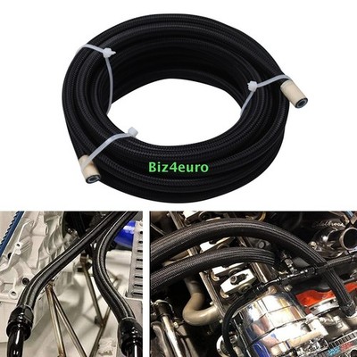 4AN - AN4 Nylon Braided PTFE Fuel Line Hose Black for E85/Oil/Gas/Fuel 16FT/5m