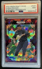 2022 Panini Prizm Draft Picks Kumar Rocker Burgundy Cracked Ice #/23 PSA 9