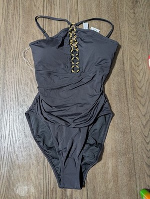 Rod Beattie Kore Rbmu25280 Beaded Lace-Up One-Piece Swimsuit in Black  Size 12