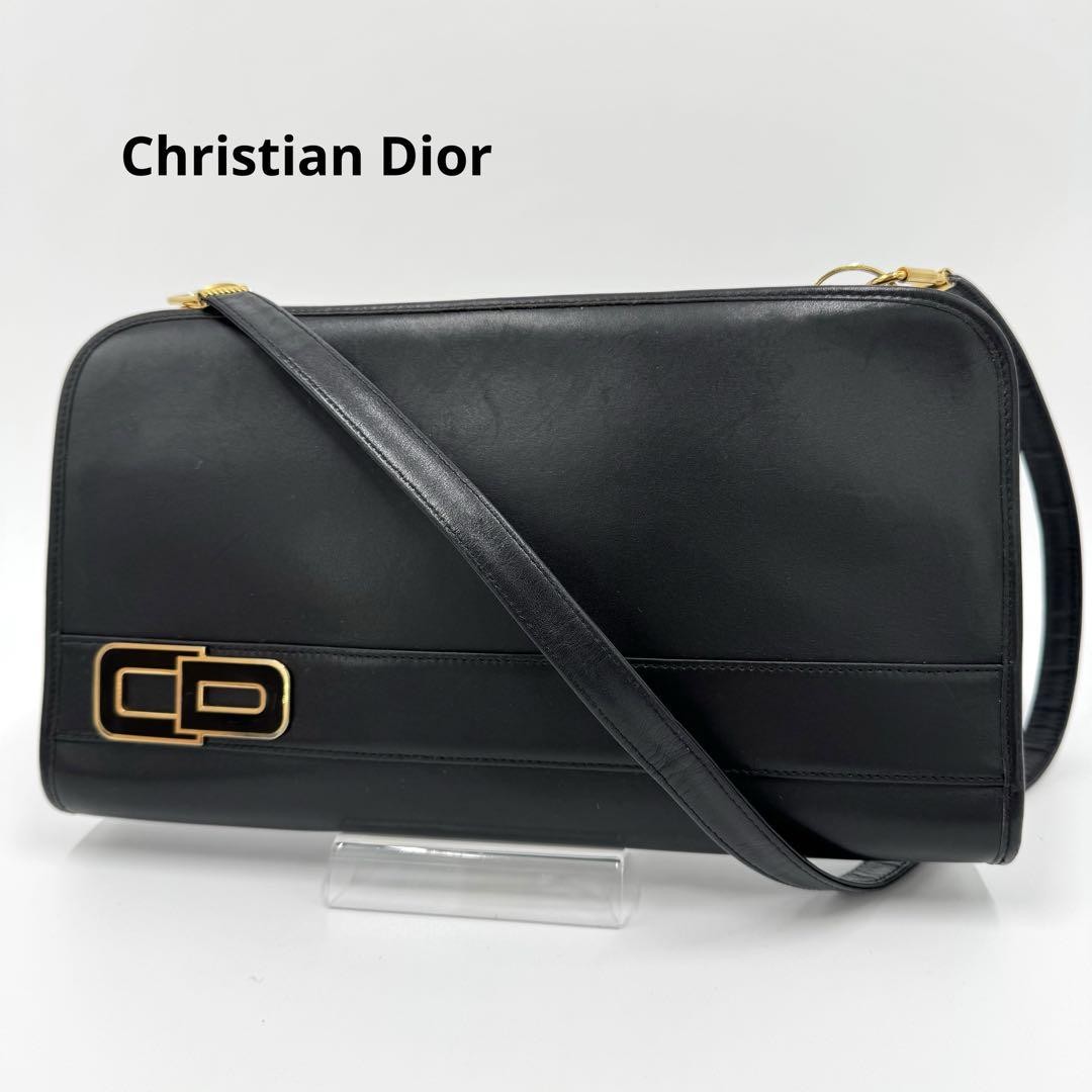 Christian Dior Vintage Leather Shoulder Bag 17.5x30cm Elegant Design