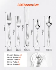 30-Piece Silverware Set Stainless Steel Cutlery Flatware Utensil Kitchen for 6