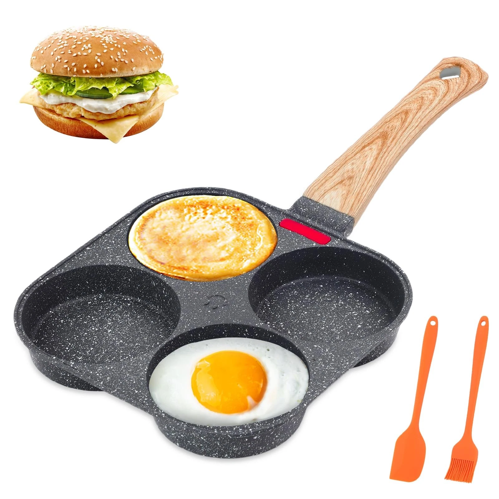 4-Cup Non Stick Egg Pan Egg Frying Pan Breakfast Skillet for Pancakes Hamburger