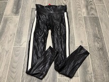 Spanx Faux Leather Black and White Stripe Leggings- Small