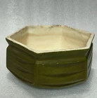 Vintage McCoy Floraline Olive Green Ceramic Ribbed Hexagon Planter Bowl #420