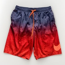 Nike Swim Trunks Mens Large Fire Pockets Lined Elastic Drawstring Shorts 9.5"