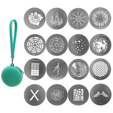 16Pcs Round Gobos Kit for Optical Snoot,66mm/2.6in Metal Plate Patterns for S...