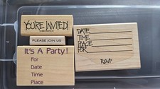 Lot of 3 Invitation Wood Mounted Rubber Stamps Stampin' up, Hero Art NEW