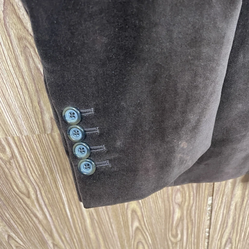 Abrigo deportivo Merona para hombre 48R marrón liso suave texturizado 100 % algodón tres botones Foto 4 de 4