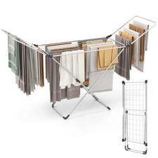 Folding Clothes Drying Rack w/ Adjustable Wings 20 Drying Rails No Assembly