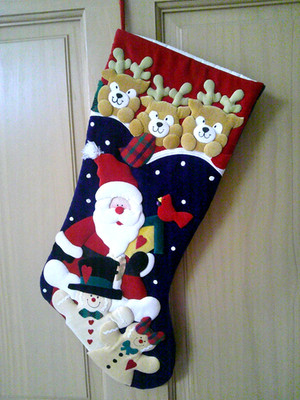 3D Velvet Santa Christmas Stocking Reindeer, Ginger Bread Dolls 19''
