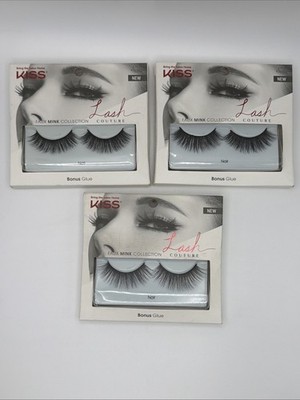 Kiss Lash Couture Faux Mink Collection False Lashes 69262 NOIR (3 Sets)