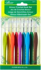 Clover Amour Crochet Hook Set Ergo Soft Grip Full Colour Coded Set  CL3674