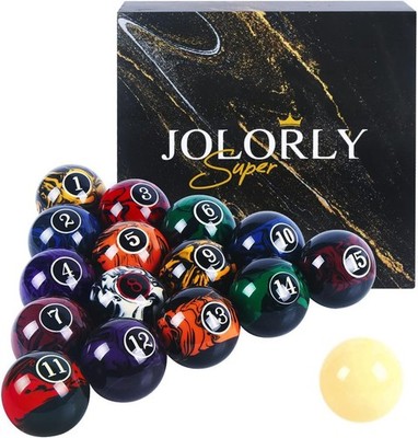 Billiard Balls AAA-Grade, Complete Set of 16 Pool Balls, 2-1/4'' Regulation Size 