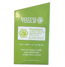Matco Tools Db29hsrg Hyper-step Reduced Shank Drill Bit Set 28pc 116-12 Matco Tools Db29hsrg Hyper-step Reduced Shank Drill Bit Set 28pc 116-12