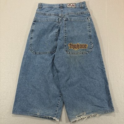 Vintage Menace Jeans Mega Wide Baggy Rave Skater 34 Cropped (33x26) 90s