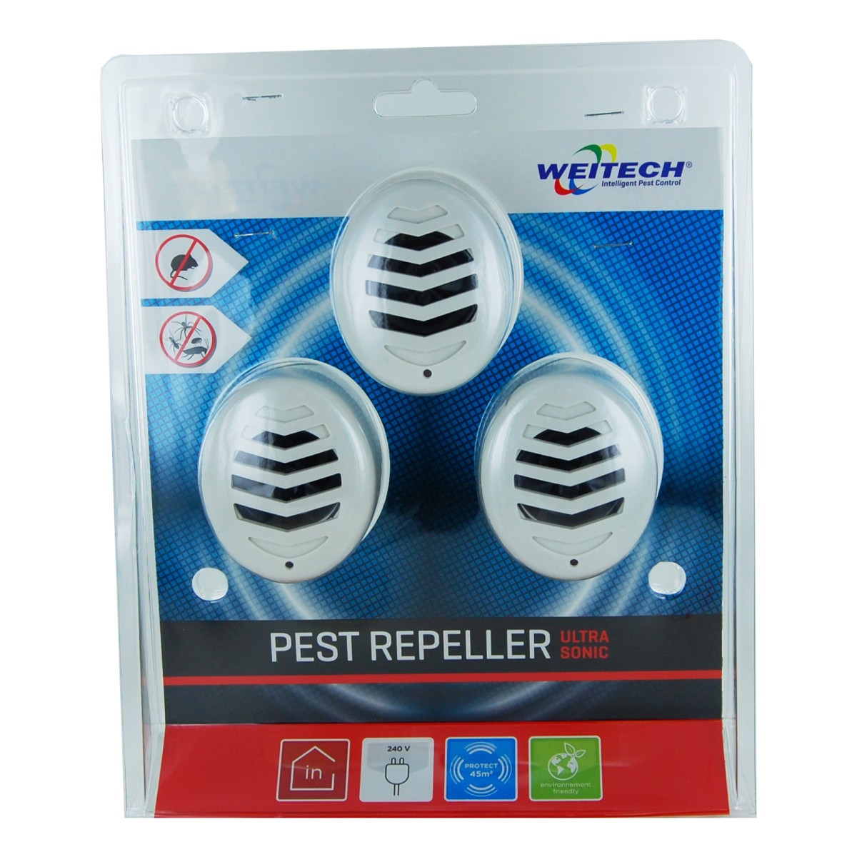 Répulsif rongeurs ultrasons WEITECH 45m2 anti souris rats et insectes rampants