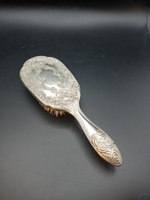 Vintage Hairbrush Silver Plated Ornate Floral Filigree Vanity Brush Clean