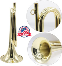 Trompeta y corneta de lat n dorado con funda y guantes para orquesta militar