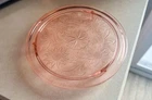 Jeanette Pink Depression Glass Sunflowers Footed Cake Plate Serving 10" Vintage