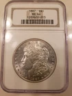 BLAST WHITE Morgan Silver Dollar Dated 1887 Graded MS64 By NGC