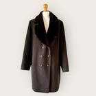 Vintage Alexon Brown Overcoat Fit 12 Wool Angora Mix Faux Fur Collar Retro Warm 