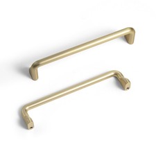 6 Pack Brushed Brass Cabinet Pulls, 5 Center, Modern, Sleek Drawer Handles
