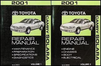 2001 Toyota Camry Solara Repair Manual 2 Volume Set OEM Original Shop Service