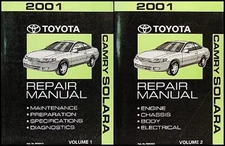 2001 Toyota Camry Solara Repair Manual 2 Volume Set OEM Original Shop Service
