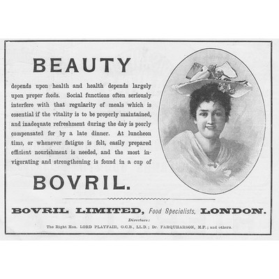 BOVRIL Schönheit Thema viktorianische Werbung 1896