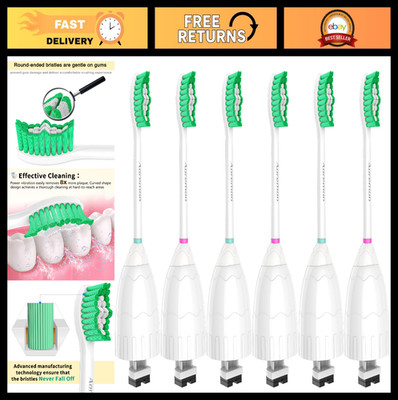 6 Pack Replacement Toothbrush Heads for Sonicare E-Series & Screw-On Models - Co