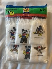 Vintage Disney Babies Mickey Mouse 6 Pair Tube Socks Size 5-7.5 NEW 1980's