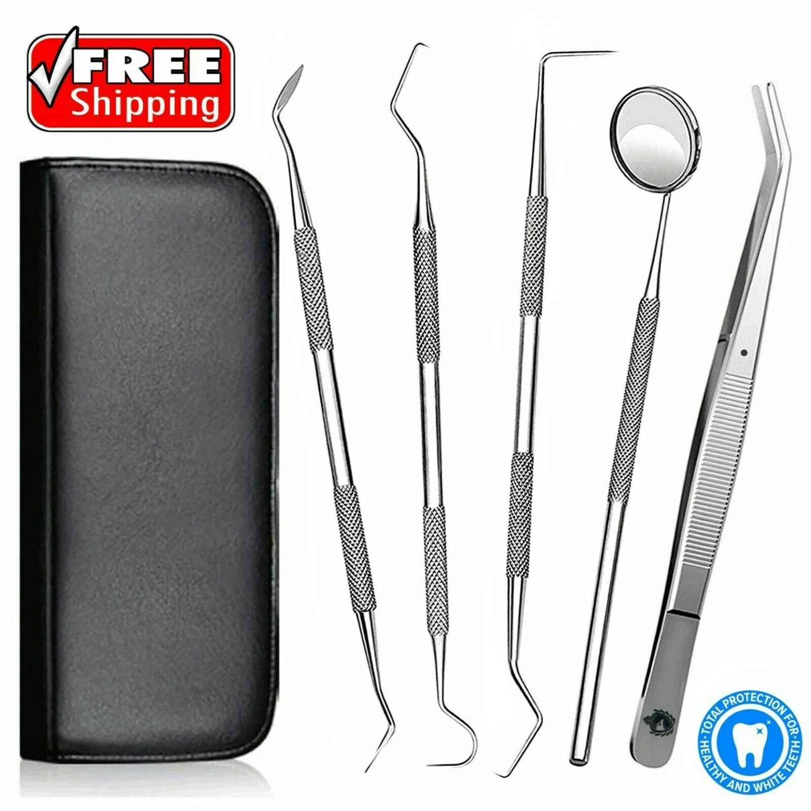 5 Pcs Dental Pick Hygiene Tool Set Tooth Scraper Plaque Tart
