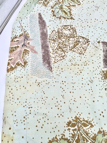 Vintage Barkcloth Fabric Panel/Curtain 50's Abstract Teal Nature 102" by 33.5" - Picture 8 of 20