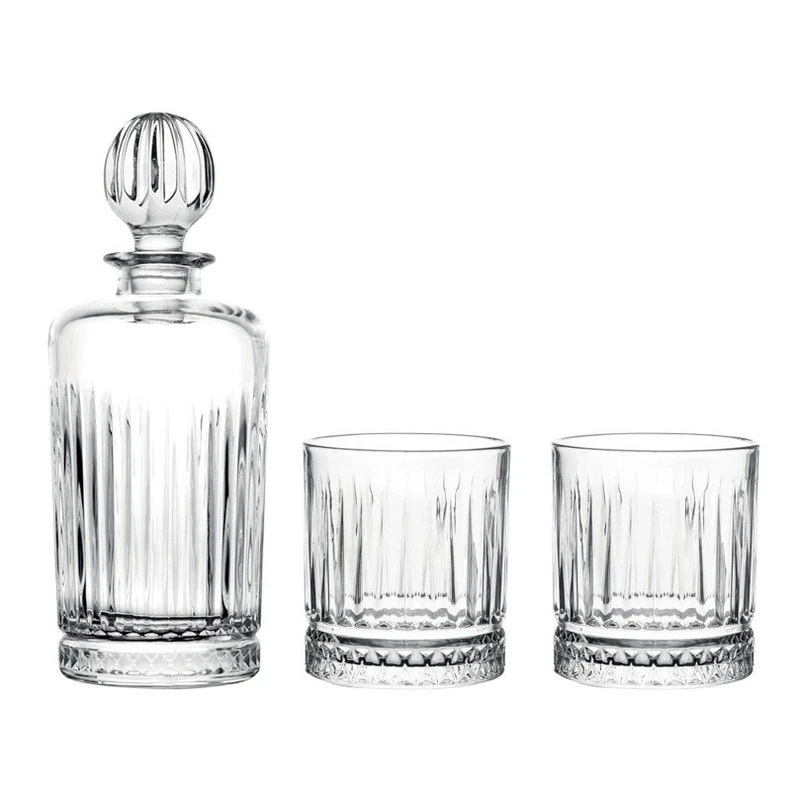 Degustazione Liquori Amaro in Vetro Set Bottiglia Decanter con 2 Bicchieri, fotografia 9 di 9
