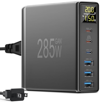 285W USB C Charger Block, YSYFAD 6 Ports Multiple USB Charging Station with D...