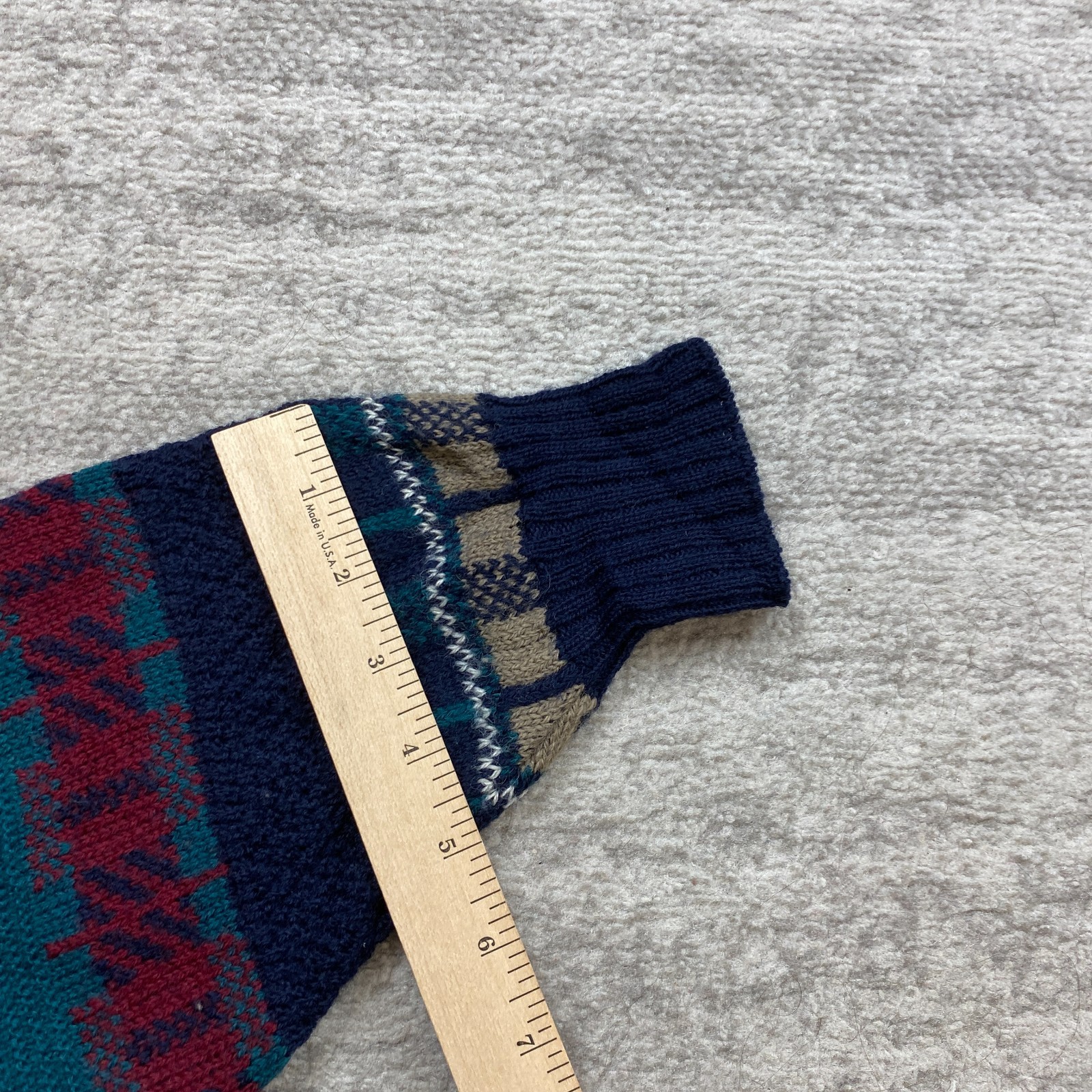 VTG Pendleton Aztec Wool Sweater Medium Blue Gree… - image 12