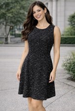 Talbot's Dress 10 Black White Flecks A Line Career Church Sleeveless