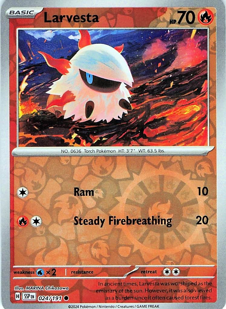 Larvesta 024/191 - REVERSE HOLO - SV08: Surging Sparks - NM